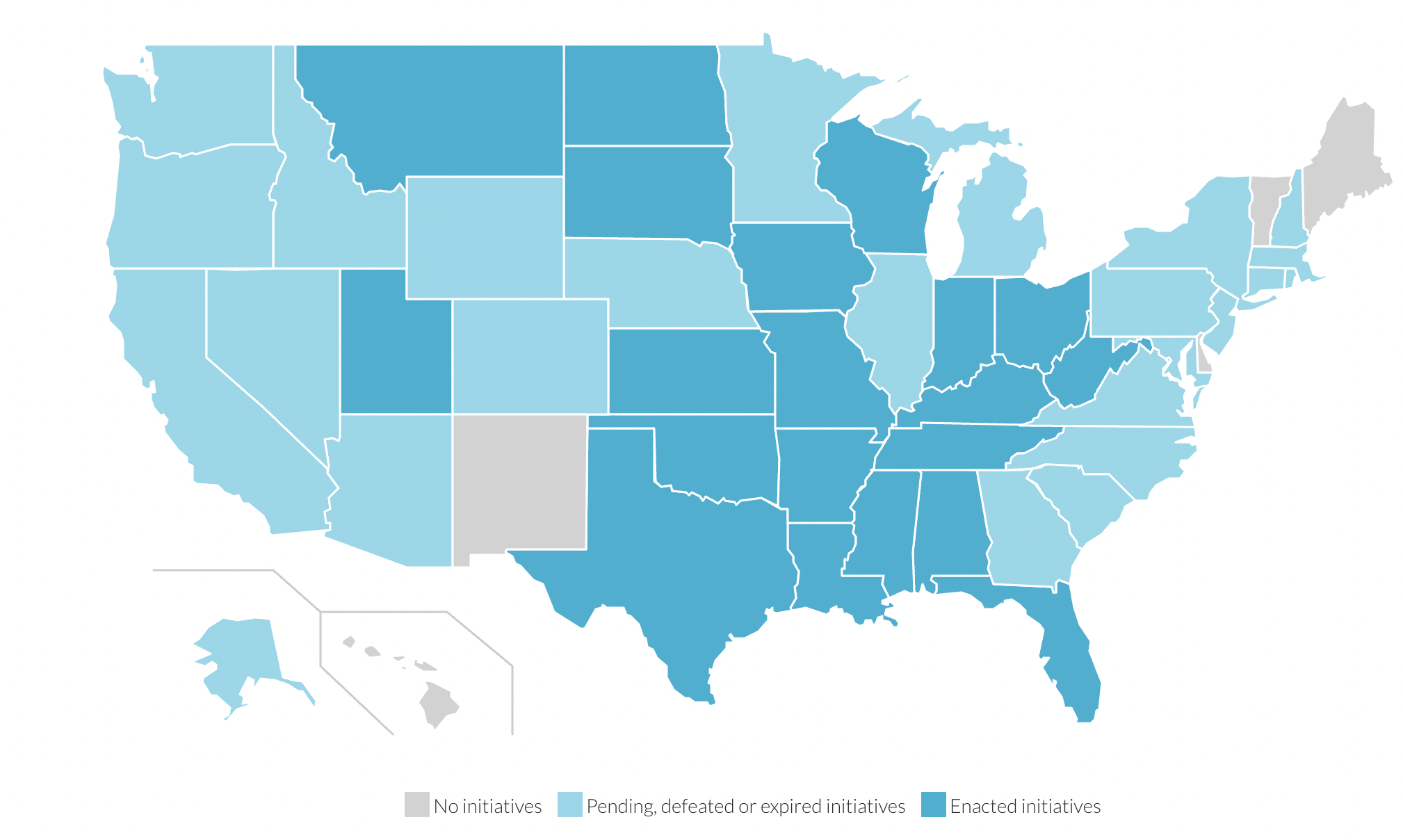 US map of states considering protest legislation